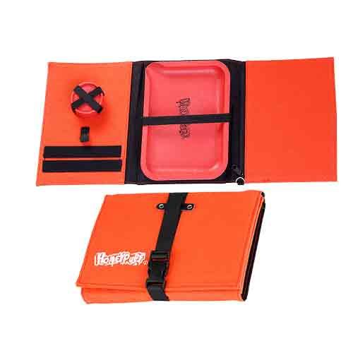 Grinder-Set "Rot" ; H. 2,5cm, Ø 5,5cm - Grinder & Tasche Orange